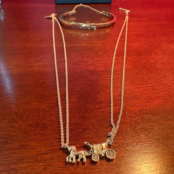 Coach Jewelry - Coach Gold Carriage Necklace and Chain Bracelet Set